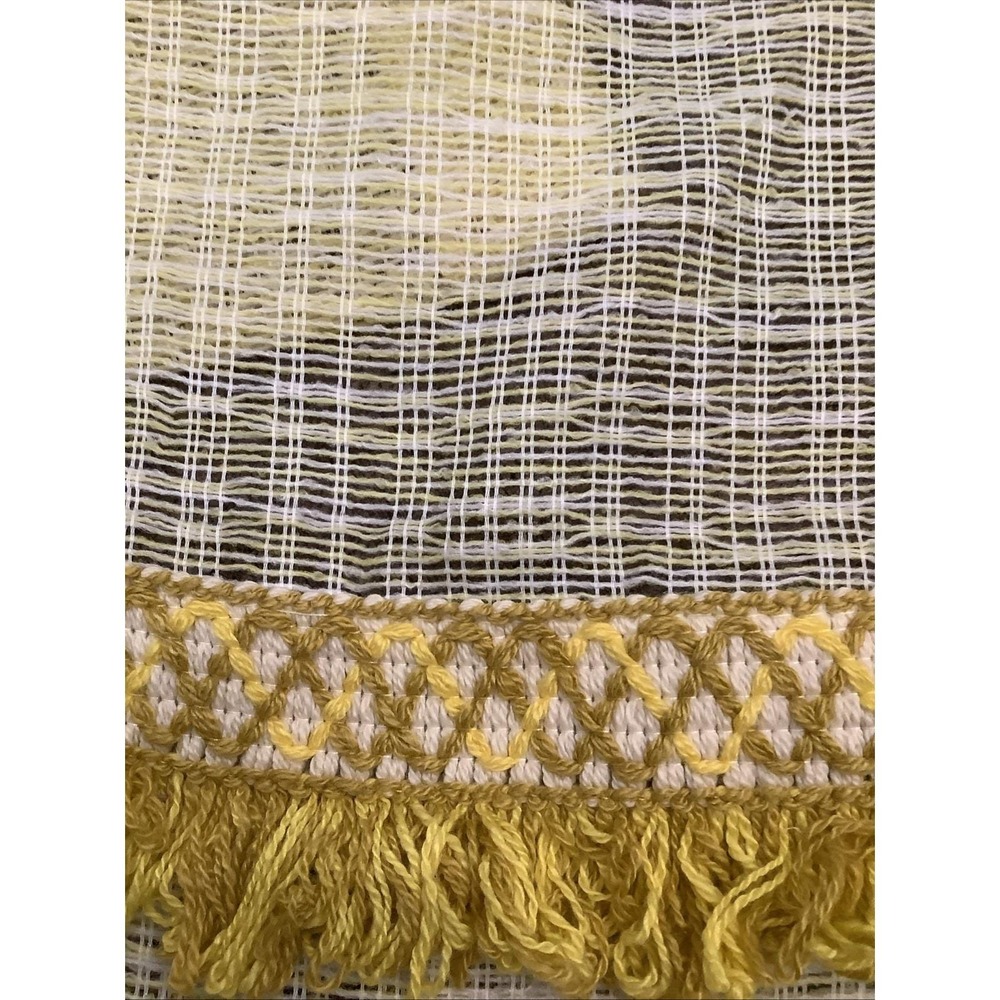 Vintage 1970s yellow harvest gold kitchen curtains 28x35 X2